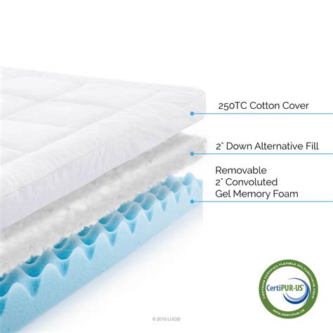 lucid 2 inch mattress topper|lucid 4 inch down alternative.